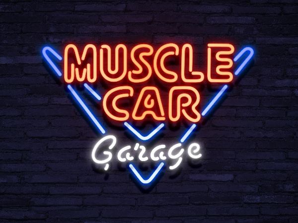 neon Muscle Car Garage